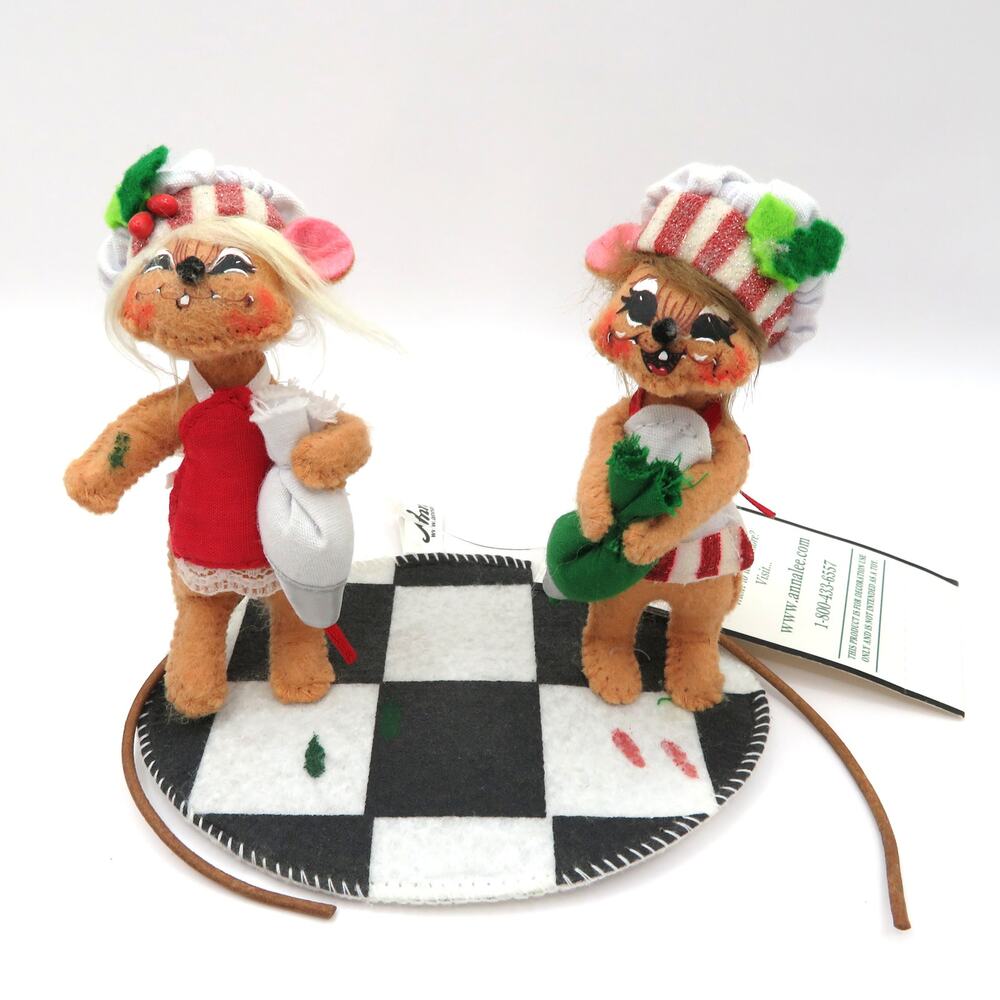 Annalee 4" Frosting Fight Mice Felt Figurine Christmas Mouse Holiday Decoration